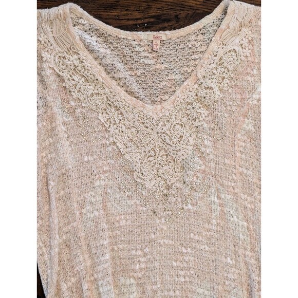 Reba Dress Women XL Boho Floral Crochet Knit Dress Flared Hem Lined - Picture 2 of 10